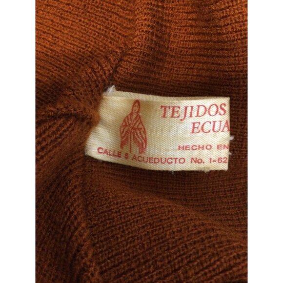 Vintage Tejidos Ecuador Women's Knit Poncho Sweater Tassel Tie Necklace Chevron - Picture 6 of 8